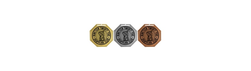 100MM OCTAGON MEDAL (3MM THICK) - GOLD, SILVER, BRONZE, BLACK OR WHITE